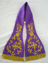 Embroidered Fiddleback Vestment Set (includes Chasuble, Chalice Veil, Maniple and Burse)
