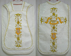 Embroidered Fiddleback Vestment Set (includes Chasuble, Chalice Veil, Maniple and Burse)