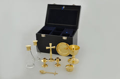 Complete Communion Set ( pyx, chalice, paten, candles, cross)