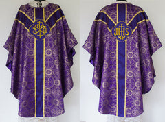 Metallic Brocade Gothic Vestment & Mass Set  (Chalice Veil, Maniple, Burse & Stole) LINED