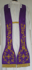Embroidered Fiddleback Vestment Set (includes Chasuble, Chalice Veil, Maniple and Burse)