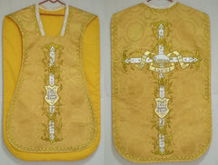 Embroidered Fiddleback Vestment Set (includes Chasuble, Chalice Veil, Maniple and Burse)
