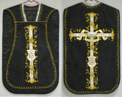 Embroidered Fiddleback Vestment Set (includes Chasuble, Chalice Veil, Maniple and Burse)
