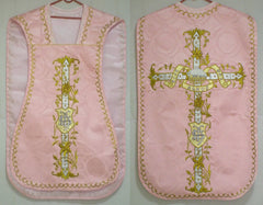 Embroidered Fiddleback Vestment Set (includes Chasuble, Chalice Veil, Maniple and Burse)