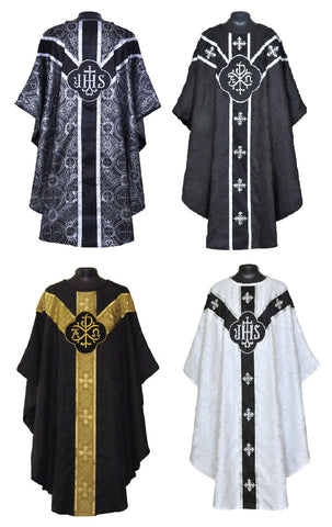 Black Gothic Chasuble & Traditional Mass Vestment Set  (Chalice Veil, Maniple, Burse & Stole) LINED
