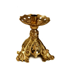 Altar Candlestick Holder, Short Ornate Floral Design