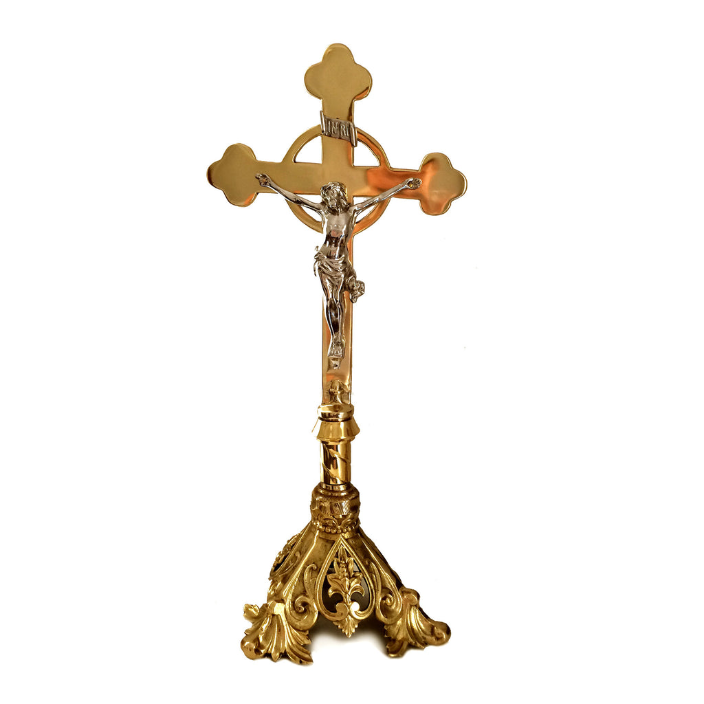 Crucifix, rounded design with floral base