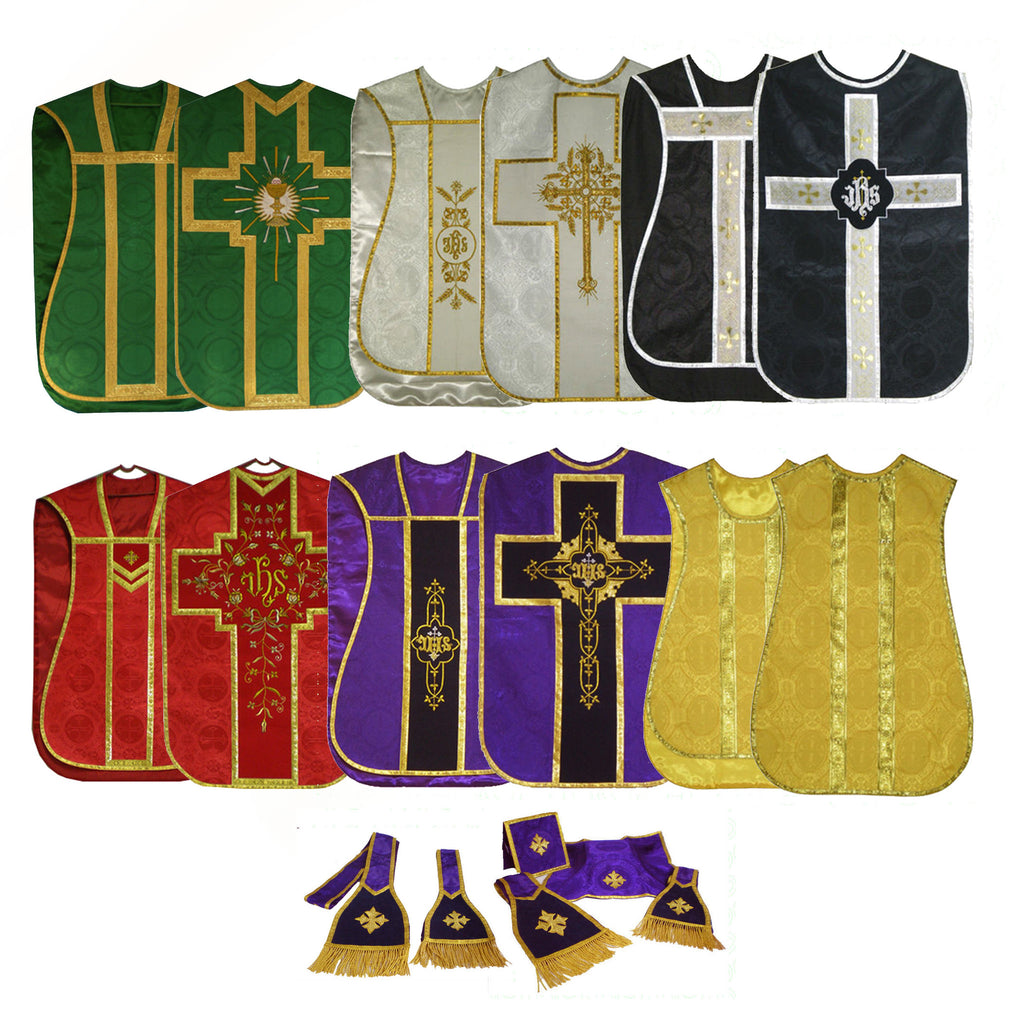 Fiddleback Vestment Set from $350 (includes Chasuble, Chalice Veil, Maniple and Burse)